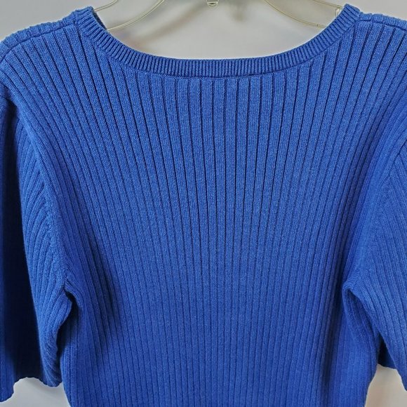 Pendleton Cobalt Blue 11" Short Sleeved Crew Neck Ribbed Sweater Sz L - Picture 3 of 9